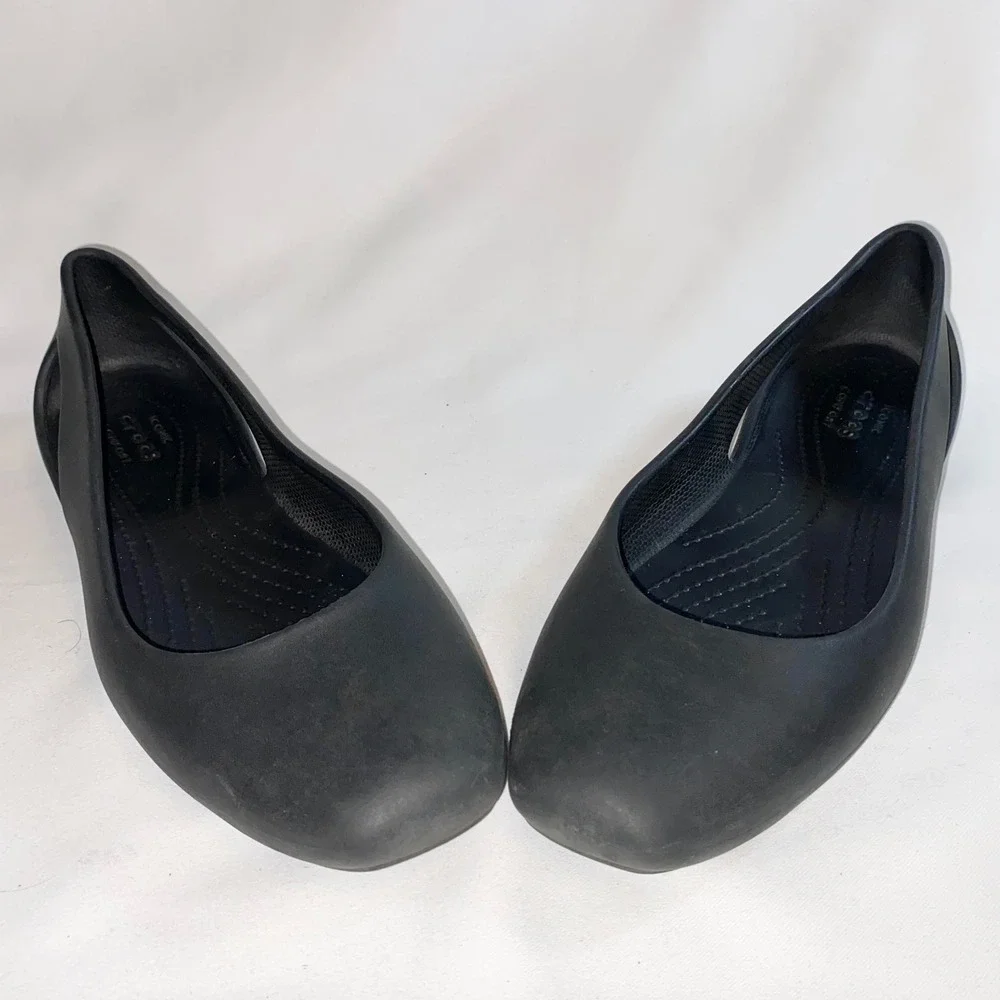 Crocs Serena Flat Black Womens Shoes 205873 Cut Out Ballet‎ Flats Size W9